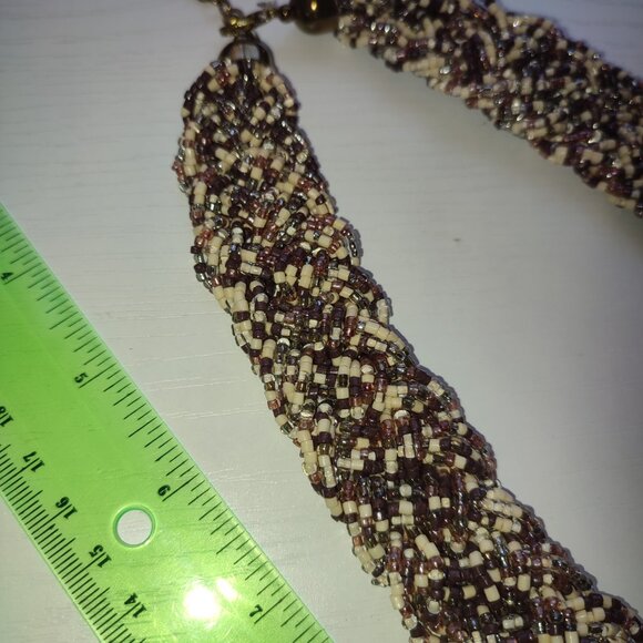 Exquisite Braided Necklace Beaded Ultra Chunky Boho Academia Evening Vintage - Picture 9 of 10